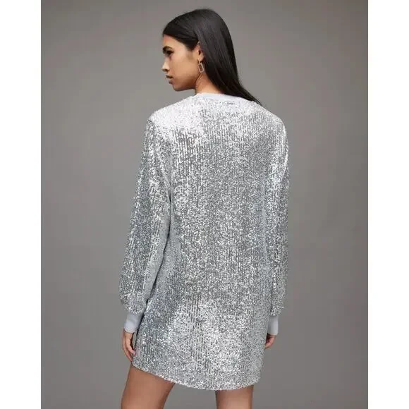 ALLSAINTS Juela Sequin Long Sleeve Mini Dress